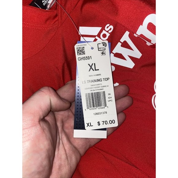 NWOT Adidas Detroit Red Wings Mens Long Sleeve Training Top Sweatshirt Size XL - Picture 8 of 8